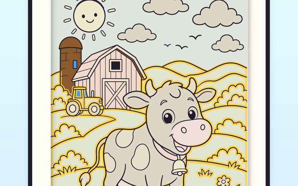 Paint by Color farm page with glowing color hints