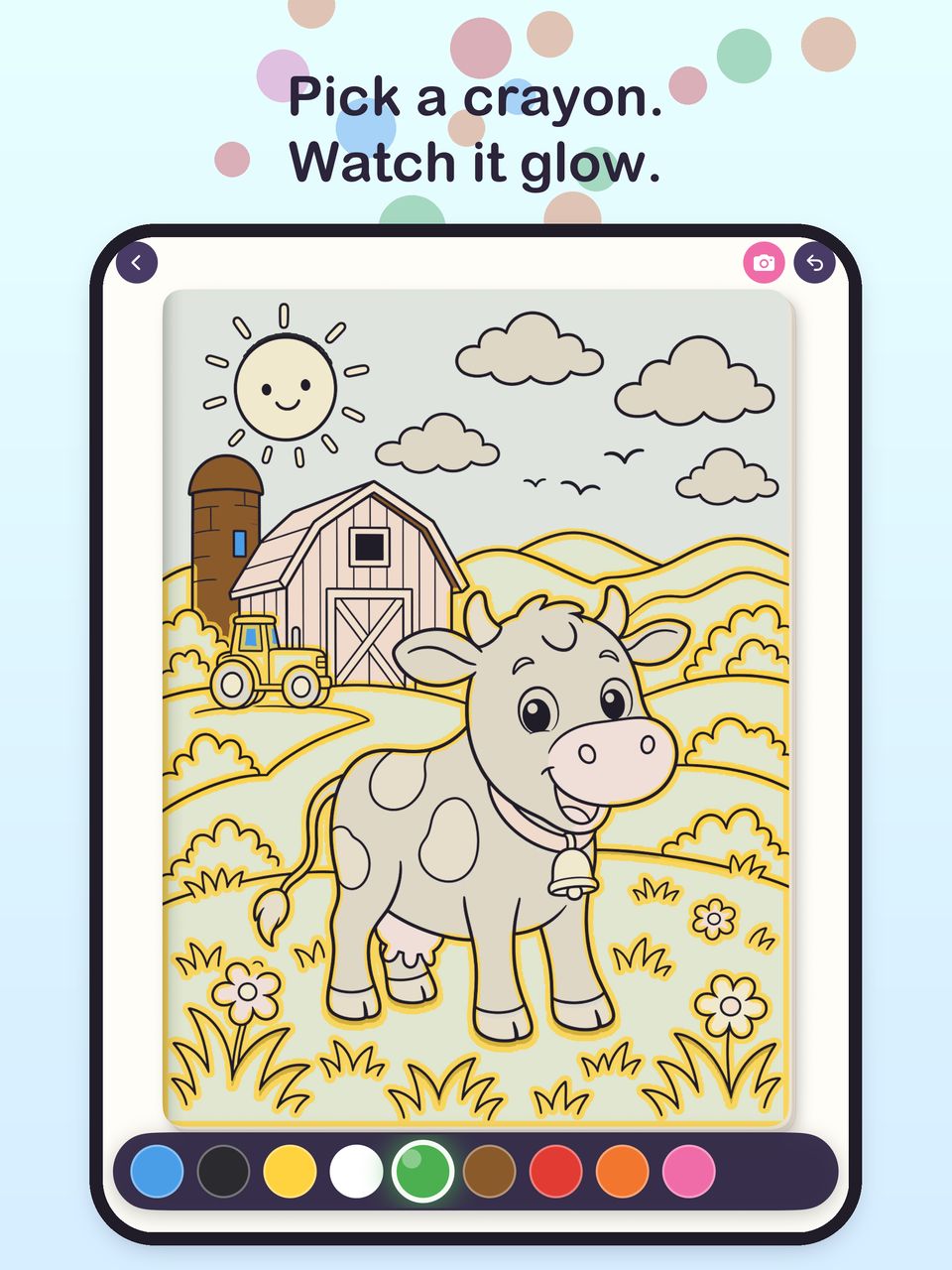 Coloring with glowing hints on iPad