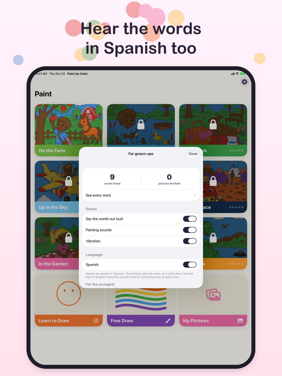 Spanish words on iPad