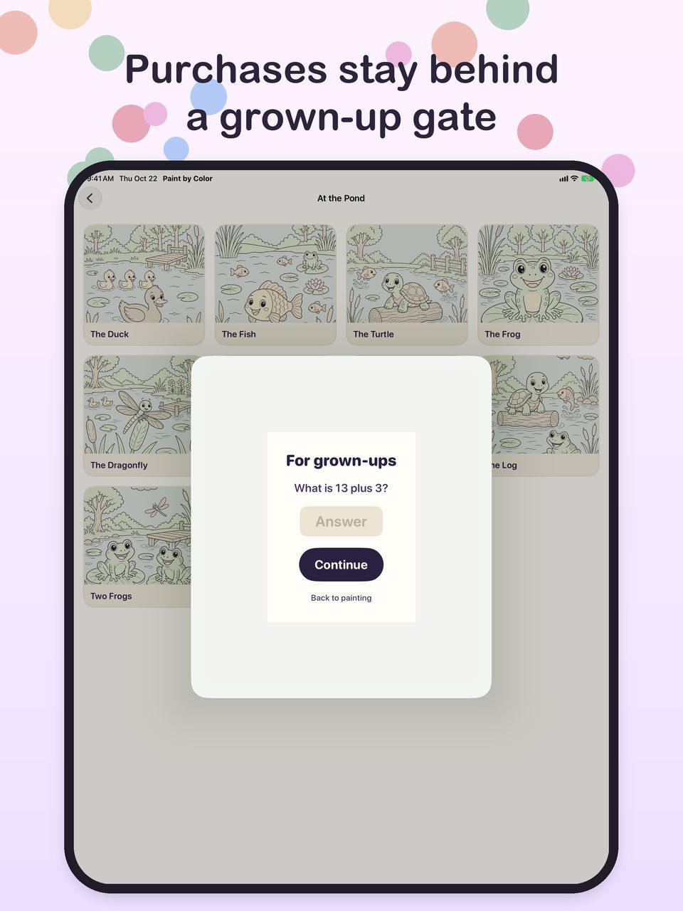 Grown-ups gate on iPad